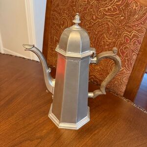 Vintage Gorham Pewter Octette  Coffee Pot / Teapot Domed Lid Light Brown Handle